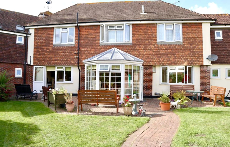 Patio in the back garden at Abbeyfield House, Canvey Island