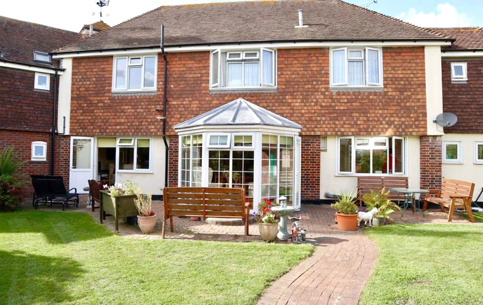 Patio in the back garden at Abbeyfield House, Canvey Island