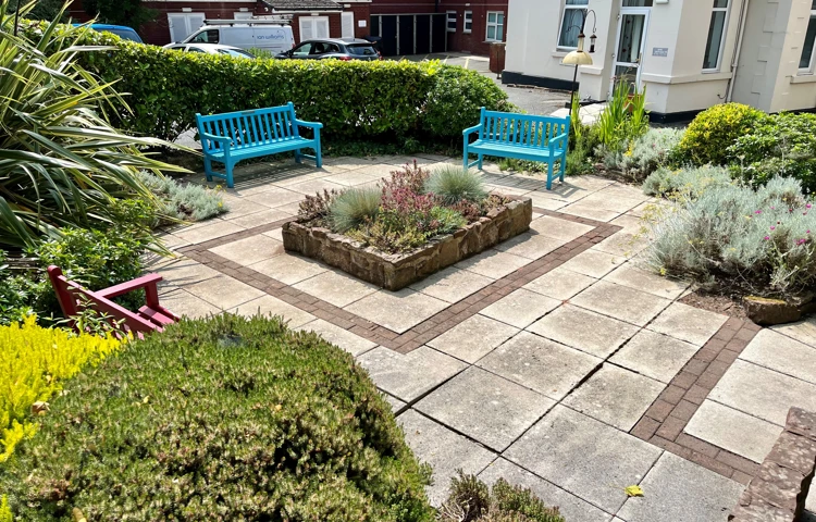 Front patio area at Lear House, West Kirby CH48 5DT