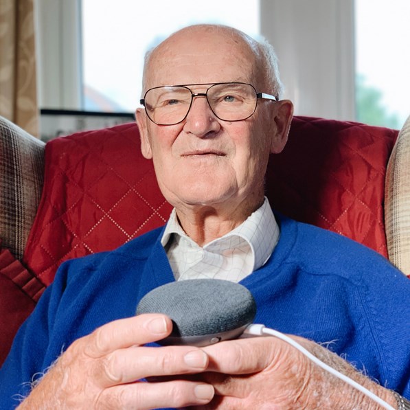 Abbeyfield wessex residents gets to grips with his new Google Home device