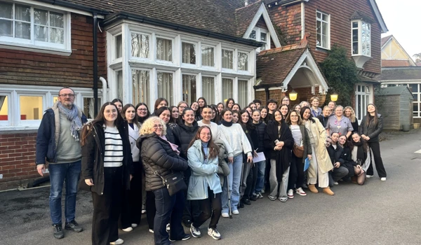 French Students Standing Outside Westall House