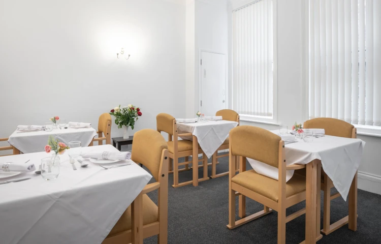 Dining room where residents come together to enjoy meals together