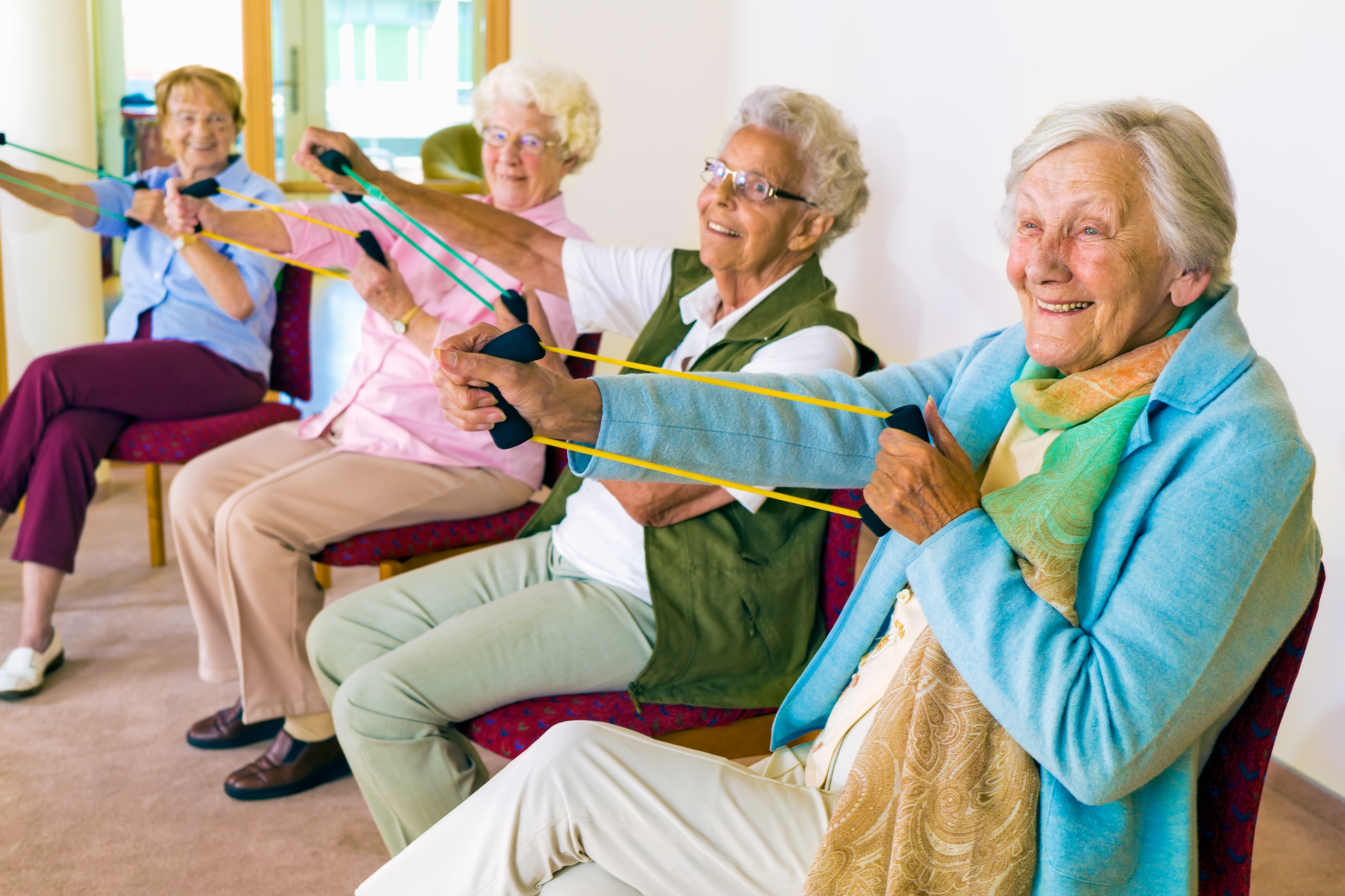 Social activities among the residents, such as coffee mornings, film nights or a gardening club. Image