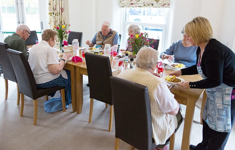 Lunch being served at Abbeyfield House, Basildon SS14 1PG