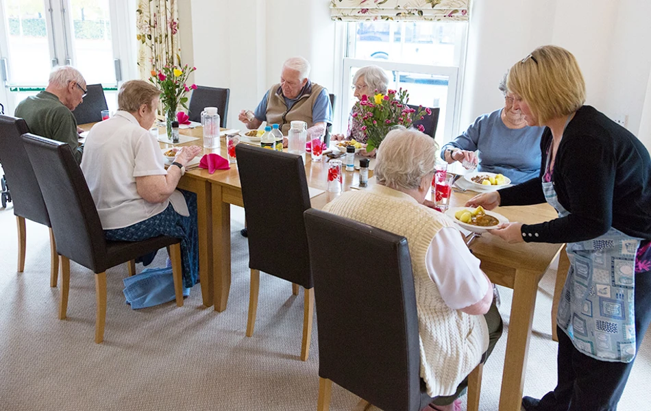 Lunch being served at Abbeyfield House, Basildon SS14 1PG