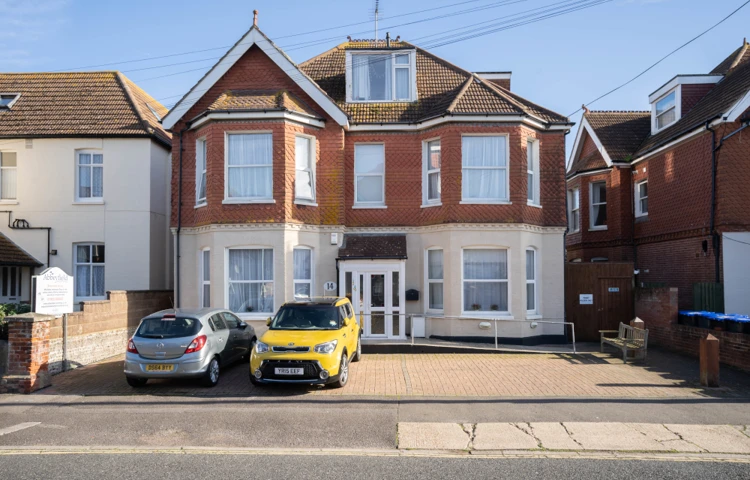 Outside view of entrance to Beachside, sheltered housing in Worthing, West Sussex