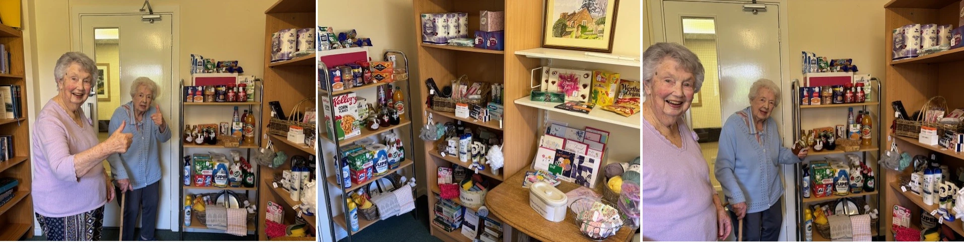 Collage of photos showing residents in the honesty shop
